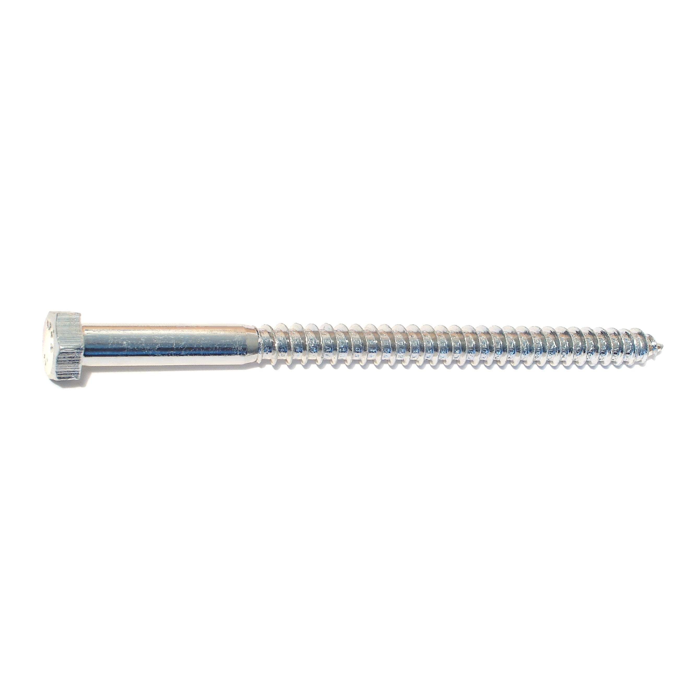 3/8" x 6" Zinc Plated Grade 2 / A307 Steel Hex Head Lag Screws (50 pcs.)