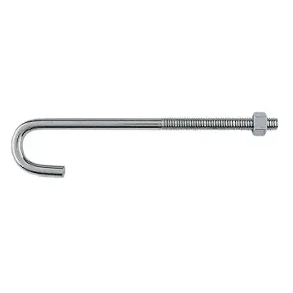 3/8" x 7" Zinc Plated Steel J Bolt with Hex Nut
