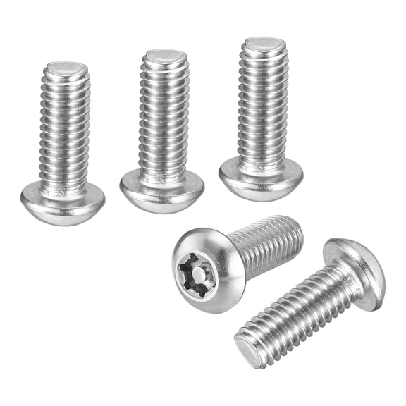 3/8"x1" Pan Head Torx Security Screw - 5Pack - Good for Machinery - 304 Stainless Steel Tamper Proof Torx Security Fasteners - Silver Tone
