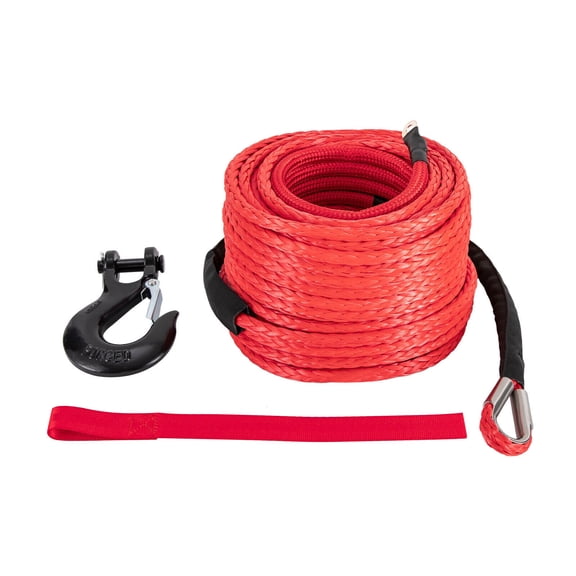 3/8"x100ft Synthetic Winch Rope 23809lbs Recovery Cable Winch Line for Truck SUV Black/Red