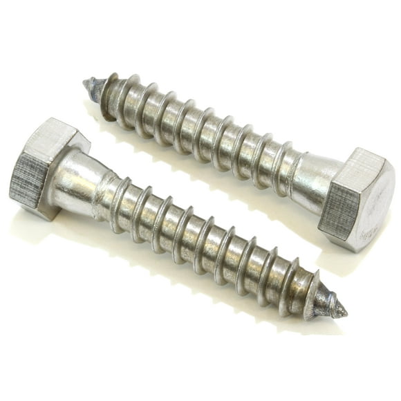 3/8"x2-1/2" Stainless Hex Lag Bolt Screws (25 Pack) by Bolt Dropper, 304 (18-8) Stainless Steel, Plain Finish