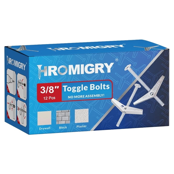 3/8"x4" Toggle Bolts (12 Pcs) 3/8 inch Wall Anchors for Drywall Heavy Duty, Butterfly Anchor Bolt for Hollow Wall, Sheetrock, Ceiling