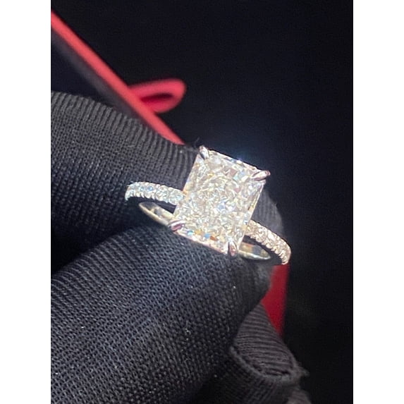 3.80 Carats GIA Certified Radiant Cut Diamonds Solitaire Wedding Ring in Hallmark 18K White Gold