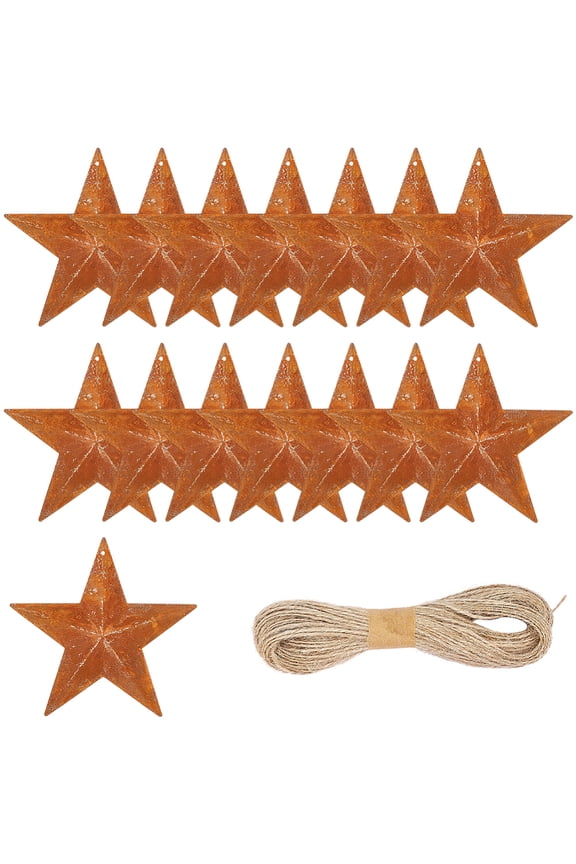 3.82 Inch 16PCS Rustic Metal Barn Star Large Primitive Tin Dimensional Star Pendants Western Metal Ornament Decor