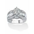 thumbnail image 1 of PalmBeach Jewelry 3.84 TCW Round Cubic Zirconia Platinum-plated Sterling Silver Engagement Anniversary Ring, 1 of 6