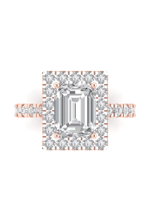 Solitaire with Accents Engagement Ring for Women - 3.84ct Moissanite in 18K Rose Gold Promise Ring