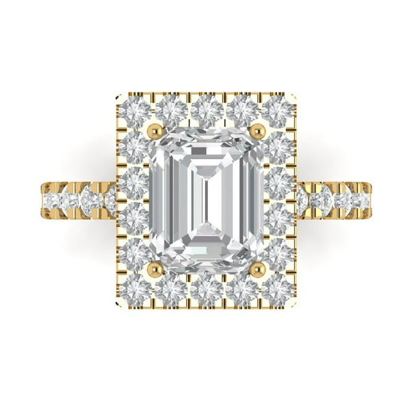 Solitaire with Accents Engagement Ring for Women - 3.84ct Moissanite in 18K Yellow Gold Promise Ring