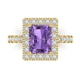 thumbnail image 1 of Clara Pucci 14K Yellow Gold Solid Gold Alexandrite Solitaire with Accents Anniversary Ring for Women - 3.84 cttw Emerald Cut, 1 of 8