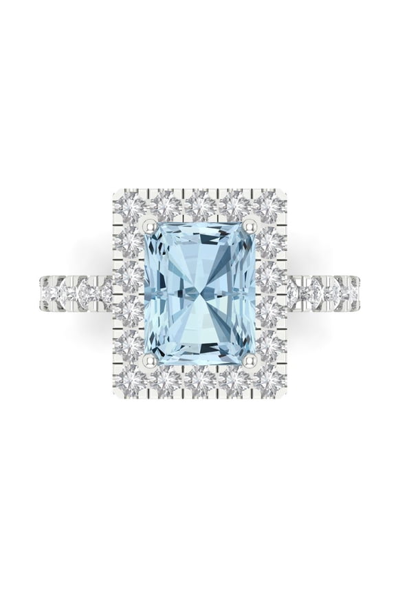 3.84 tcw Simulated Blue Diamond Cocktail Fashion Ring for Women, 14K White Gold