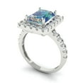 thumbnail image 1 of 3.84ct emerald cut blue moissanite 18k white gold halo Bridal Wedding Engagement Promise Anniversary Ring for Women size 5.5, 1 of 7