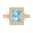 thumbnail image 1 of Clara Pucci 14K Yellow Gold Solid Gold Aquamarine Solitaire with Accents Anniversary Ring for Women - 3.84 cttw Emerald Cut, 1 of 8