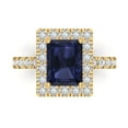 thumbnail image 1 of Clara Pucci 14K Yellow Gold 3.84ct BlueSapphire Solitaire with Accents Ring, 1 of 8