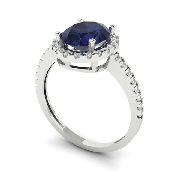 3.84ct emerald cut blue Crystal 18k white gold engraving statement bridal wedding halo Designer Ring size 9.75