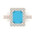 thumbnail image 1 of Clara Pucci 14K Rose Gold 3.84ct Turquoise Solitaire with Accents Ring, 1 of 8