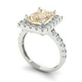 thumbnail image 1 of 3.84ct emerald cut brown natural morganite 18k white gold halo Bridal Wedding Engagement Promise Anniversary Ring for Women size 4, 1 of 7