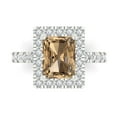 thumbnail image 1 of Clara Pucci 14K White Gold Solid Gold Champagne Halo Anniversary Ring for Women - 3.84 cttw Emerald Cut, 1 of 8