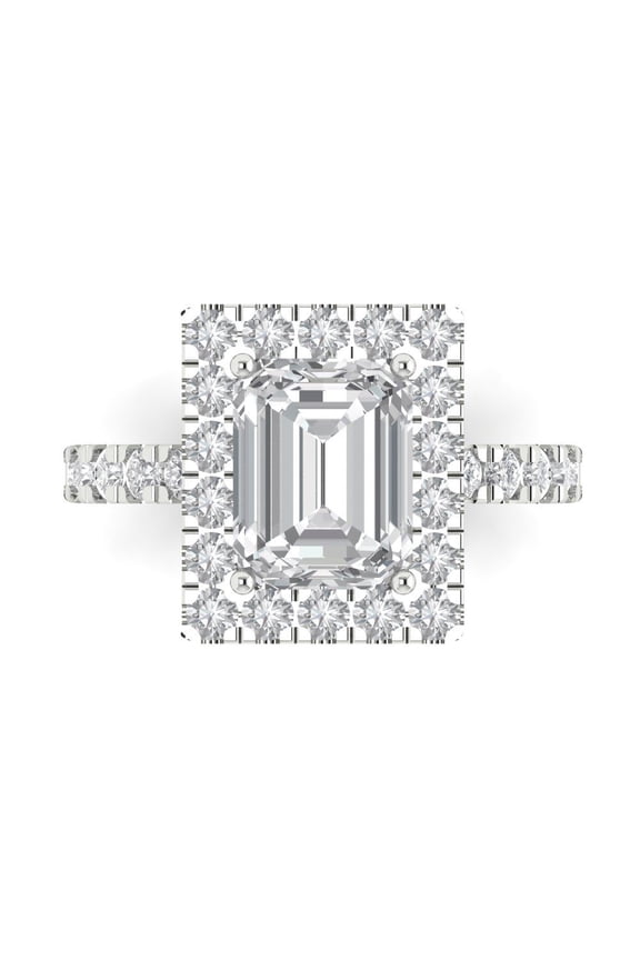 3.84 tcw Moissanite Cocktail Fashion Ring for Women, 14K White Gold