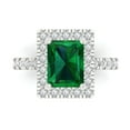 thumbnail image 1 of Clara Pucci 14K White Gold 3.84ct Emerald Halo Ring for Women, 1 of 8