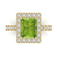 thumbnail image 1 of Clara Pucci 14K Yellow Gold Solid Gold Peridot Solitaire with Accents Anniversary Ring for Women - 3.84 cttw Emerald Cut, 1 of 8