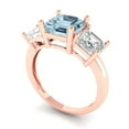 thumbnail image 1 of 3.84ct emerald cut natural sky blue topaz 14k yellow gold engraving statement Bridal Wedding halo Designer Ring size 6.25, 1 of 7