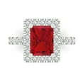 thumbnail image 1 of 3.84ct emerald cut pink tourmaline 18k white gold engraving statement bridal wedding halo Designer Ring size 6, 1 of 5