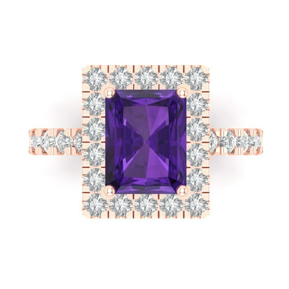 3.84 tcw Natural Amethyst Cocktail Fashion Ring for Women, 14K Rose Gold