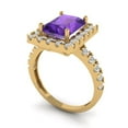 thumbnail image 1 of 3.84ct emerald cut purple natural amethyst 18k yellow gold halo Bridal Wedding Engagement Promise Anniversary Ring for Women size 4.75, 1 of 7