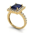 thumbnail image 1 of 3.84ct emerald cut blue sapphire 18k yellow gold halo Bridal Wedding Engagement Promise Anniversary Ring for Women size 7.25, 1 of 7