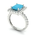 thumbnail image 1 of 3.84ct emerald cut turquoise 18k white gold halo Bridal Wedding Engagement Promise Anniversary Ring for Women size 4, 1 of 7