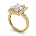 thumbnail image 1 of 3.84ct emerald cut white sapphire 18k yellow gold halo Bridal Wedding Engagement Promise Anniversary Ring for Women size 10.25, 1 of 7
