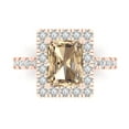 thumbnail image 1 of 3.84ct emerald cut yellow moissanite 14k pink rose gold engraving statement Bridal Wedding halo Designer Ring size 10, 1 of 5