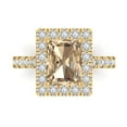 thumbnail image 1 of 3.84ct emerald cut yellow moissanite 14k yellow gold engraving statement Bridal Wedding halo Designer Ring size 6, 1 of 5