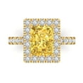 thumbnail image 1 of Clara Pucci 14K Yellow Gold Solid Gold Citrine Solitaire with Accents Anniversary Ring for Women - 3.84 cttw Emerald Cut, 1 of 8