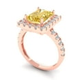 thumbnail image 1 of 3.84ct emerald cut yellow natural citrine 18k rose gold halo Bridal Wedding Engagement Promise Anniversary Ring for Women size 6.25, 1 of 7