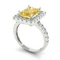 thumbnail image 1 of 3.84ct emerald cut yellow natural citrine 18k white gold halo Bridal Wedding Engagement Promise Anniversary Ring for Women size 3.75, 1 of 7