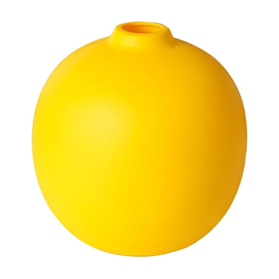 3.86X3.74X0.98In Round Faux Ceramic Vase Planter Modern Decor for Tabletop Shelf Plastic Centerpiece Yellow