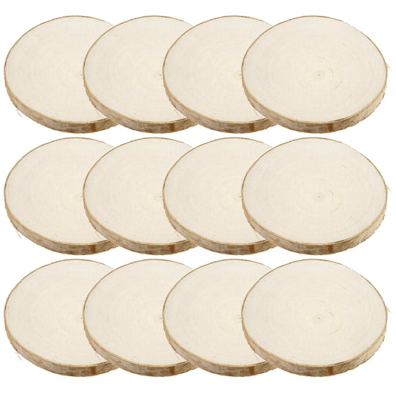 3.875" Basswood Slices by Make Market – Unfinished Natural Wood with Bark Edges for Painting - Staining - Decoupage & DIY Crafts - 12 Pack