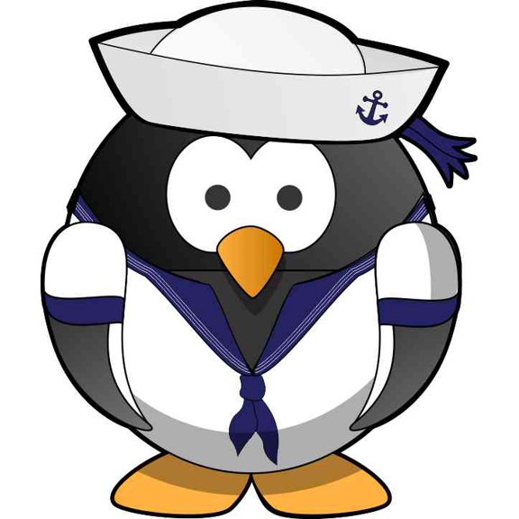3.875inx4.75in Navy Sailor Penguin Bumper Sticker Decal Car Window Stickers Decals