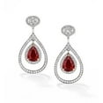 thumbnail image 1 of 3.88 CT Pear Cut Red Ruby & Diamond Dangle Earring, 14K White Gold, 1 of 1