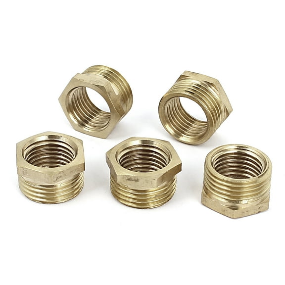 3/8BSP Male x 1/4BSP Female Thread Brass Reducer Hex Bushing Pipe Fitting 5Pcs