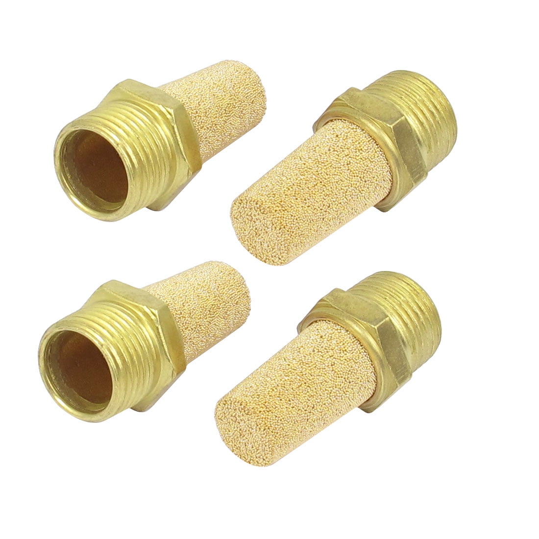 Pneumatic Muffler, 10PCS Brass Pneumatic Muffler Threaded Pneumatic Muffler BSPT Male Thread Solenoid Valve, Compressed Air Pneumatic Mufflers (1/4 - View #2