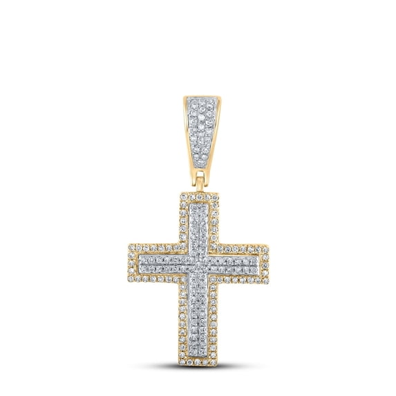 3/8CTW-DIA P1P2 CROSS MENS CHARM