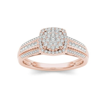 3/8Ct TDW Diamond 10K Rose Gold Cluster Halo Engagement Ring