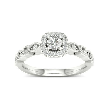 3/8Ct TDW Diamond 10k White Gold Halo Engagement Ring (I-J, I2)