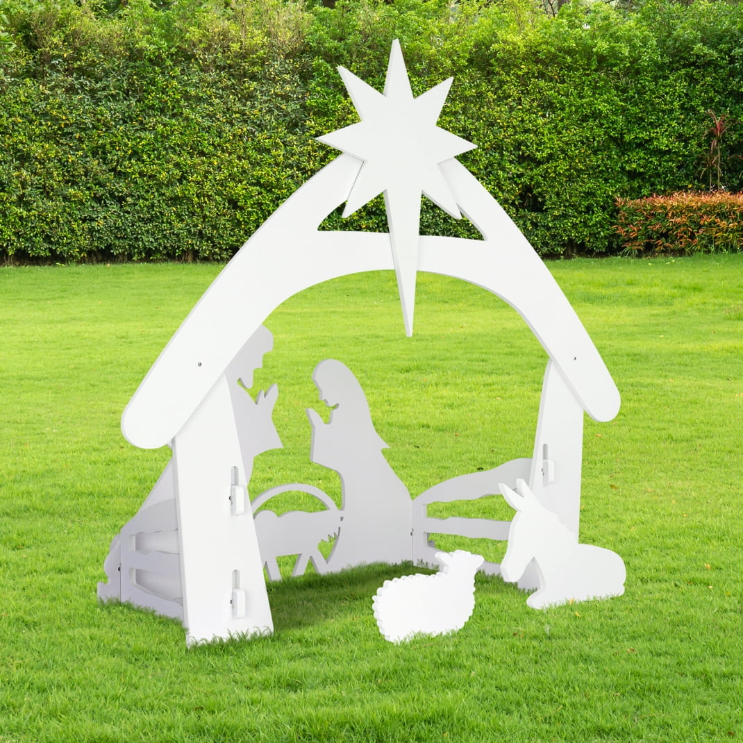 3.8FT PVC Christmas Outdoor Nativity Scene for Yard, Nativity Garden