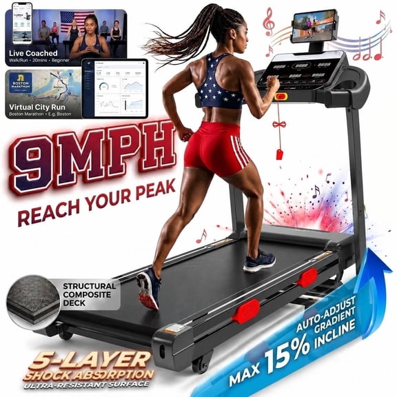 3.8HP Folding Exercise Treadmill with 15% Auto Incline, Fitness Treadmill for Home with APP, Treadmill 300 lb Capacity, treadmill for walking, running, 105 Programs, Tablet Holder