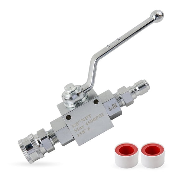 3/8In Shut Down Valves Highly Pressure Washer Globe Valves for Power Washer Hose 4500PSI Quickly Connector Easily Install