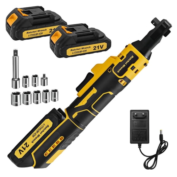 21V Cordless Electric Ratchet Wrench Set 3/8" Drive,Impact Ratchet,Rechargeable Battery, LED Light, 9 Sockets, All-in-One Repair Tool Kit for Auto Mechanics & DIY