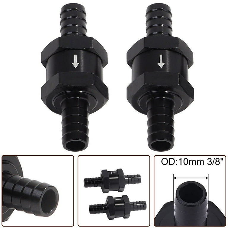 2Pcs 3/8" 10mm Fuel Check Valve One Way Inline Non Return Diesel Gasoline Black - Foto 7