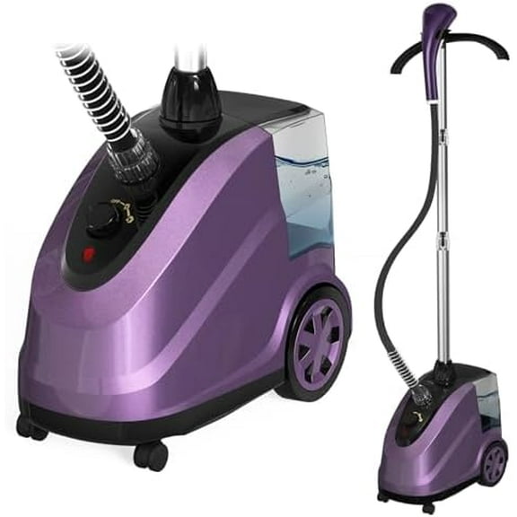 3.8L Water Tank Steamer for Clothes, 1500W Powerful Standing Garment Steamer, 90 Mins Continuous Steaming, 45s Fast Heat-Up, Wheels for Easy Movement, Home & Commercial Use